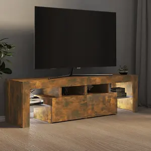 Berkfield TV Cabinet with LED Lights Smoked Oak 140x36.5x40 cm