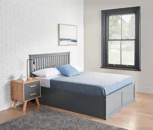 Grey KING SIZE Wooden Ottoman Bed Frame