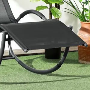 Outsunny Patio Rocking Lounge Chair Zero Gravity Chaise w/ Padded Pillow Black