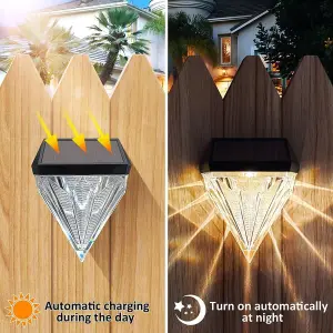 Solar Fence Lights 4-Pack - Waterproof Deck Step Lights for Garden Yard Patio and Stair (Warm White)