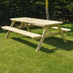 Oakham 6ft Rounded Picnic Bench - L183 x W140 x H72.5 cm - Light Green