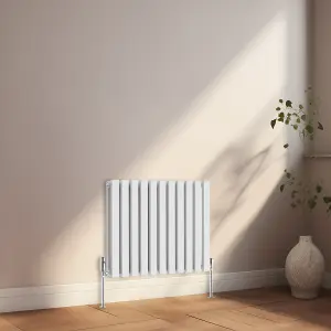 Rinse Bathrooms 600 x 760mm White Horizontal Designer Radiator Rad Double Column Radiator Rad Rectangular Flat Panel