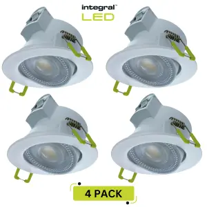 LED Downlights IP44 Tiltable 5.5W 550LM 3000/4000/6500K Switchable CCT Dimmable - White  (4 Pack)