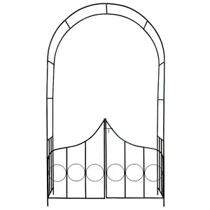 Garden Arch - steel rose arch with gate, 140 x 40 x 240 cm - green