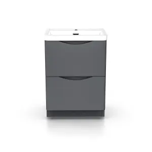 Nes Home Merton 600mm Freestanding Basin Vanity Unit Dark Grey