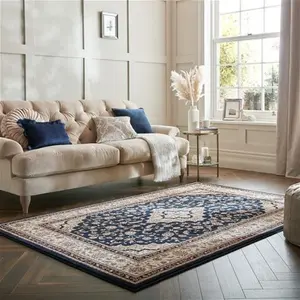 Dunelm Antalya Traditional Rug, Persian, Size: 120cm X 170cm (4ft X 5.5Ft), Blue, Antalya Navy