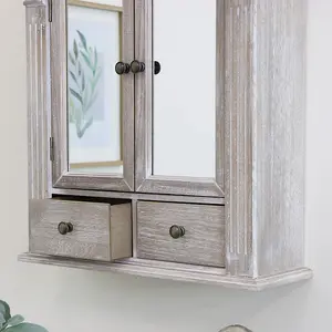 Melody Maison Wooden Mirrored Bathroom Cabinet