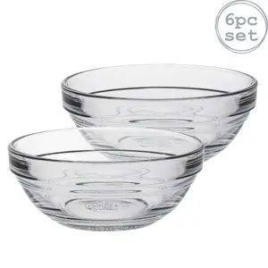 Duralex - Lys Glass Stacking Bowls for Kitchen, Serving - 9cm (3.5") - Pack of 6