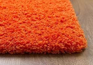 Orange Thick Shaggy Rug - California - 140x200cm (4'6" x 6'6")