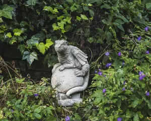 Solid Stone Cast 'Dragon on Ball' Garden Ornament