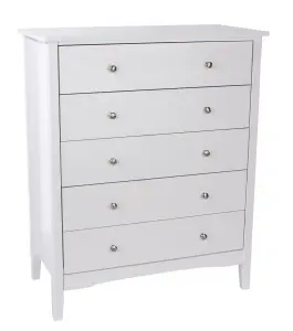 5 drawer chest of drawers, Como White