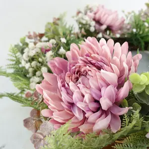 45cm Artificial Pink Floral Wreath