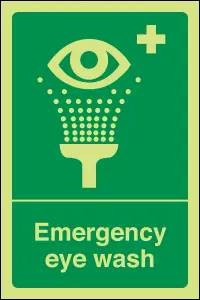 Emergency Eyewash Safe Condition Sign - Glow in Dark - 200x300mm (x3)