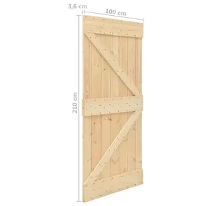 Jaliyah Solid Pine Sliding Door Unfinished 210cm H x 100cm W x 3.6cm D