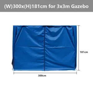 SunDaze Blue Side Panel with Zipper for 3x3M Pop Up Gazebo Tent 1 Piece