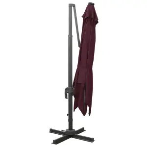 Berkfield Cantilever Umbrella with Pole and LED Lights Bordeaux Red 300 cm