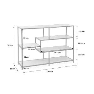 sweeek. 5-level industrial bookshelf in metal and wood effect Loft Natural 114x33x78 cm