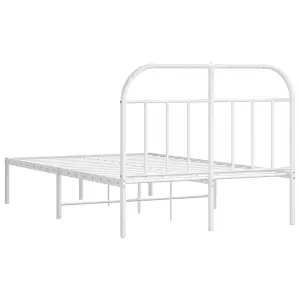 Berkfield Metal Bed Frame with Headboard White 135x190 cm