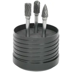 10mm Tungsten Carbide Rotary Burr Bits Set - 3 Pack with Varied Cutting Heads for Metal Work