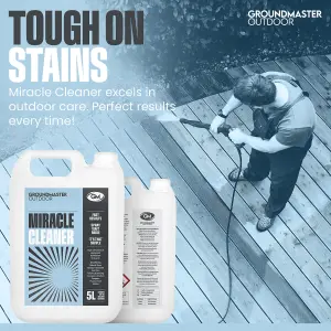 GROUNDMASTER 4 x 5L Miracle Patio Cleaner High Performance Decking Concrete Fence Roof Algae Remover Spray and Leave Moss Killer