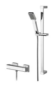 Empire Square Thermostatic Bar Valve and Rectangular Slide Rail Kit Shower Bundle - Chrome - Balterley