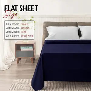 Egyptian-Quality Cotton sheet Flat Navy / Kingsize (5')