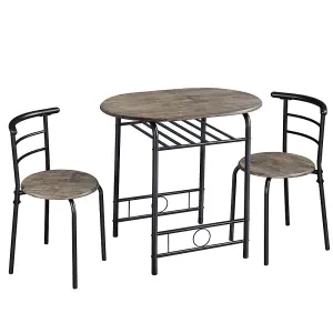 Yaheetech 3 Piece Modern Round Dining Table Set Drift Brown (L) 80cm x (W)53cm