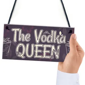 Red Ocean Vodka Queen Funny Friendship Gift Birthday Home Bar Hanging Wall Sign Plaque Gift For Her