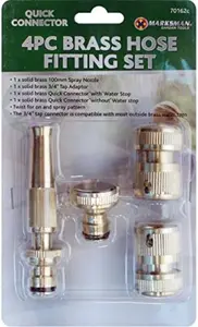 4pc Brass Hose Pipe Fitting Connectors Garden Tap Spray Solid Water Twist New