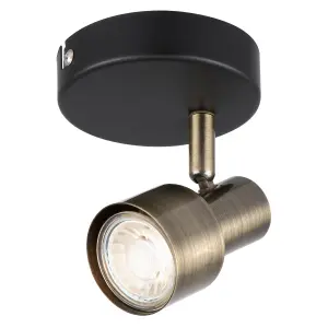 Noah Single Black and Antique Brass Spotlight