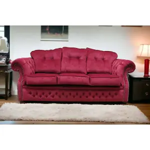 Chesterfield Handmade 3 Seater Sofa Settee Pimlico Wine Red Fabric In Era Style