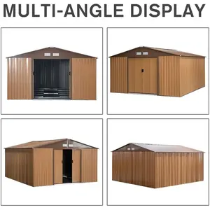 11 ft. W x 13 ft. D Metal Garden Shed Brown