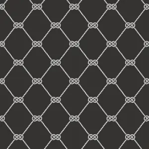 Galerie Deauville 2 Black White Nautical Rope Smooth Wallpaper