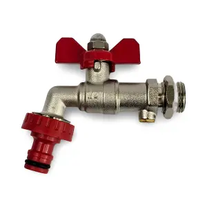 Warmer System 1/2 inch Butterfly Handle Outside Garden Tap with Check Valve & Hose Connector