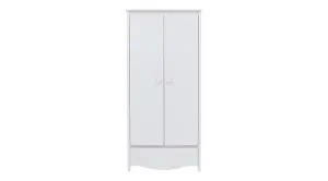 Spacious Mia Hinged Wardrobe with Shelves and Drawer in White Matt & Pink (H)1860mm (W)850mm (D)510mm - Elegant Bedroom Organiser