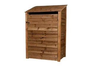 Wooden log store with door W-119cm, H-180cm, D-88cm - brown finish