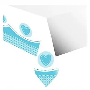 Creative Party Plastic Christening Party Table Cover Blue/White (One Size)