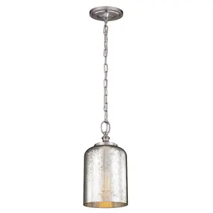 Elstead Hounslow 1 Light Ceiling Mini Pendant Brushed Steel, E27