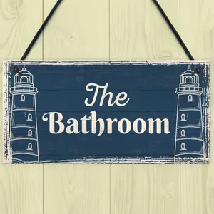 Red Ocean The Bathroom Nautical Theme Bathroom Accessories Sign Shabby Chic Toilet Plaque Home Decor