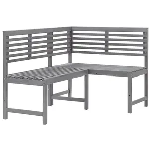 Berkfield Garden Corner Bench Grey 140 cm Solid Acacia Wood