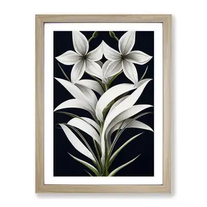 XV1022-3943X Shining Flowers - Single Picture Frame Print Oak Framed / 64cm H x 46cm W x 2cm D