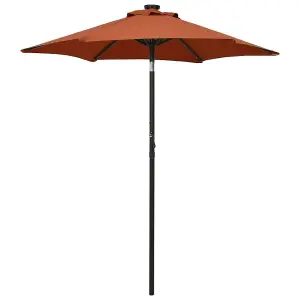 Berkfield Parasol with LED Lights Terracotta 200x211 cm Aluminium