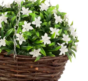 Pair of Best Artificial 28cm White Lily Hanging Basket Flower Hanging Basket - Suitable for Outdoor Use - Weather & Fade Resistant