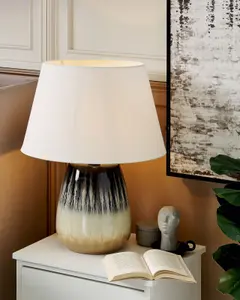 Ceramic Table Lamp Grey and Beige CIDRA