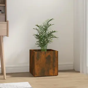 Berkfield Planter Box Smoked Oak 40x40x40 cm Engineered Wood