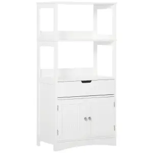 kleankin Bathroom Floor Storage Cabinet Kitchen Sideboard Standing Unit W/ Doors