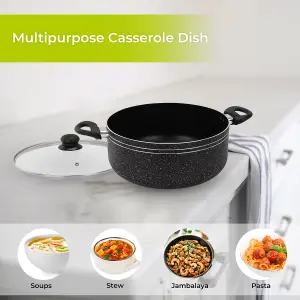 Royalford 32Cm Casserole Dish with Tempered Glass Lid Cooking Pot, Induction Stockpot Saucepan with Non-Stick Coating