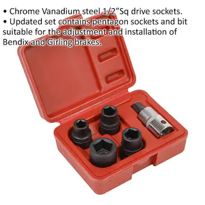 Premium 5 Piece Brake Caliper Socket Set for Bendix & Girling Brakes