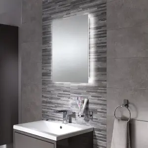 Sensio Avalon Rectangular Wall-mounted Bathroom Illuminated Mirror with Bluetooth speakers (H)70cm (W)50cm