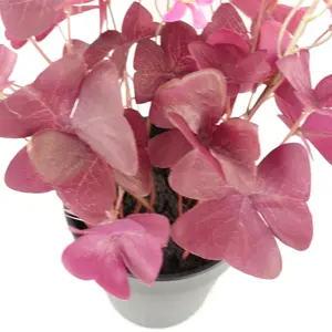 30cm Artificial Plant Purple Shamrock Pink Flowers Potted